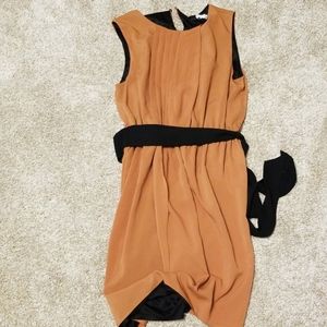 Zara pleat front burnt orange dress